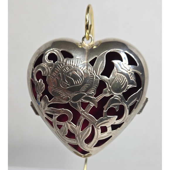 Lenox Vtg. Kirk Stieff Collection Silver Plated Heart Shaped Hinged Trinket Box - Picture 2 of 12